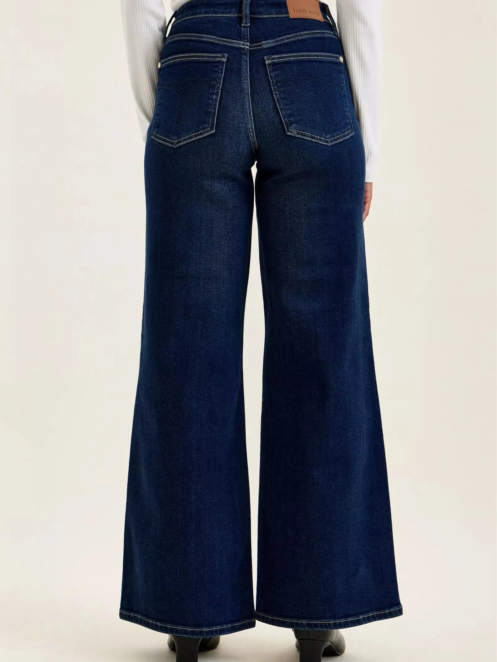 Judy Blue Midnight Muse High Rise Wide-Leg Dark Wash Jeans-Women's Jeans-Shop Z & Joxa