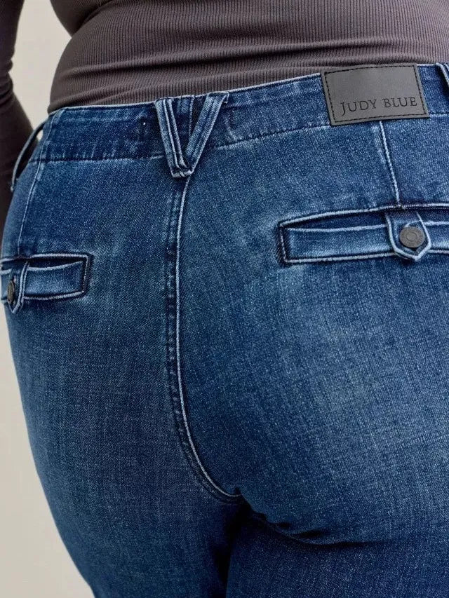 Judy Blue Moonlight Glide Midrise Welt Pocket Bootcut Jeans-Women's Jeans-Shop Z & Joxa