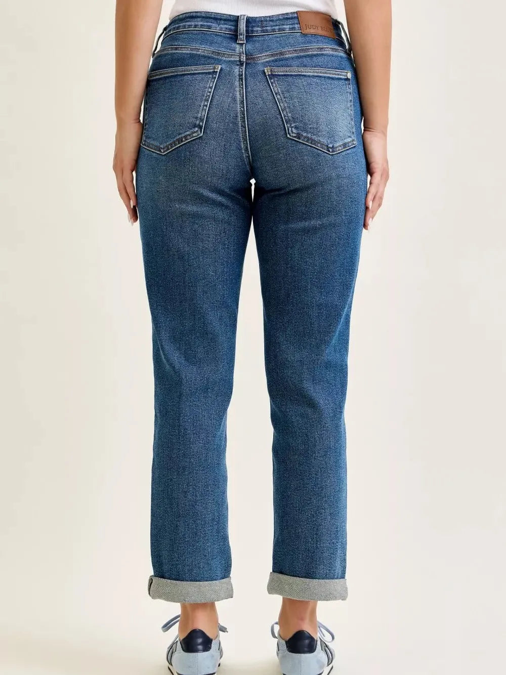 Judy Blue Patch Me If You Can Mid Rise Boyfriend Patch Jeans-Women's Jeans-Shop Z & Joxa