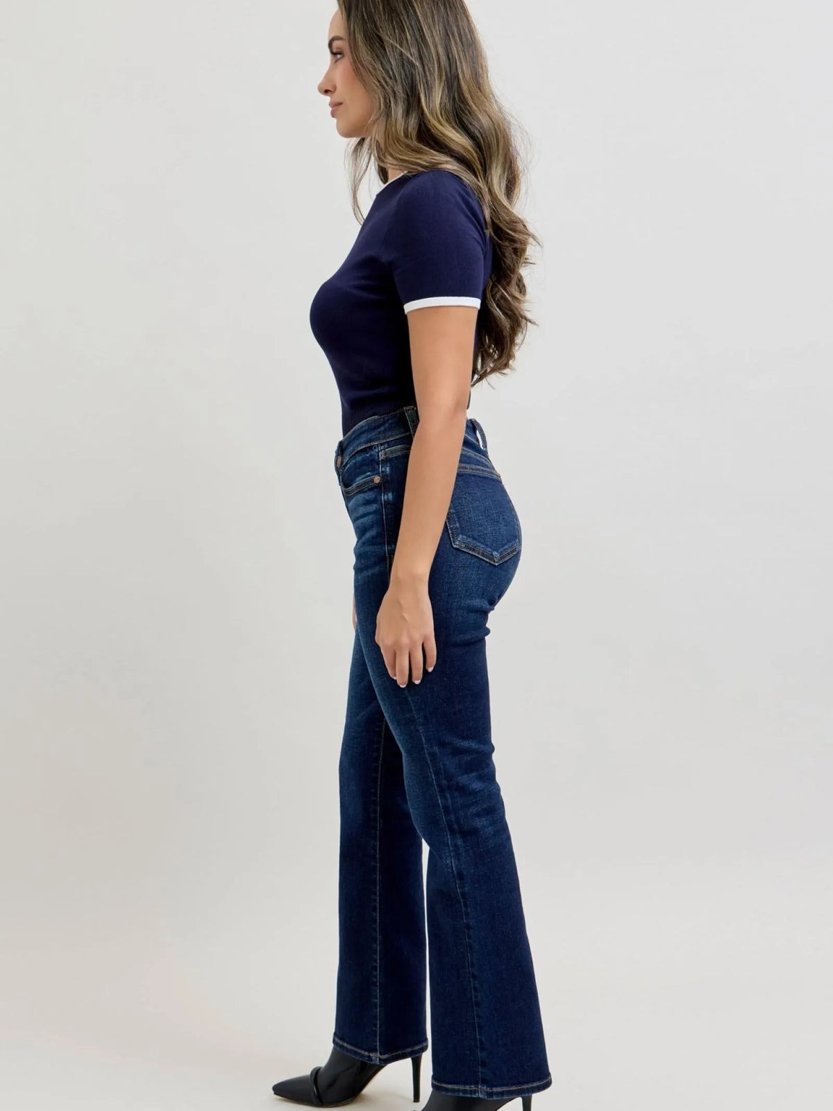 Judy Blue Petite & Powerful Mid Rise Dark Wash Classic Bootcut Jeans-Women's Jeans-Shop Z & Joxa