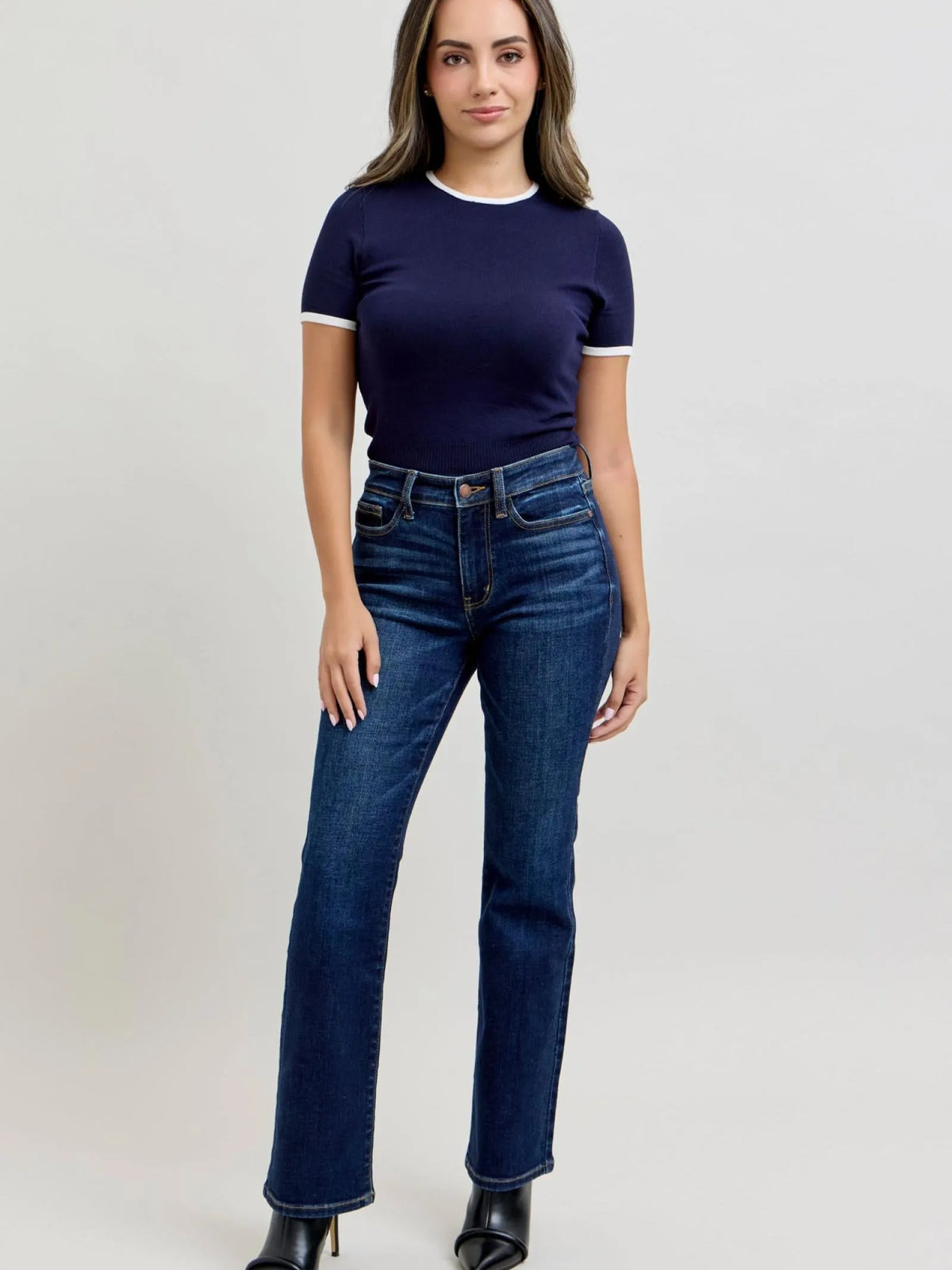 Judy Blue Petite & Powerful Mid Rise Dark Wash Classic Bootcut Jeans-Women's Jeans-Shop Z & Joxa