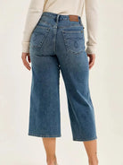 Judy Blue Quarry Queen High Rise Cropped Wide Leg Fade Jeans-Women's Jeans-Shop Z & Joxa