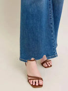 Judy Blue Raw Rhythm Tummy Control Highrise Chewed Wide Jeans-Women's Jeans-Shop Z & Joxa