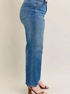 Judy Blue Raw Rhythm Tummy Control Highrise Chewed Wide Jeans-Women's Jeans-Shop Z & Joxa