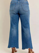 Judy Blue Raw Rhythm Tummy Control Highrise Chewed Wide Jeans-Women's Jeans-Shop Z & Joxa