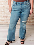 Judy Blue Raw and Reckless Ditressed Bootcut Mid Rise Jeans-Women's Jeans-Shop Z & Joxa