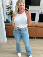 Judy Blue Raw and Reckless Ditressed Bootcut Mid Rise Jeans-Women's Jeans-Shop Z & Joxa