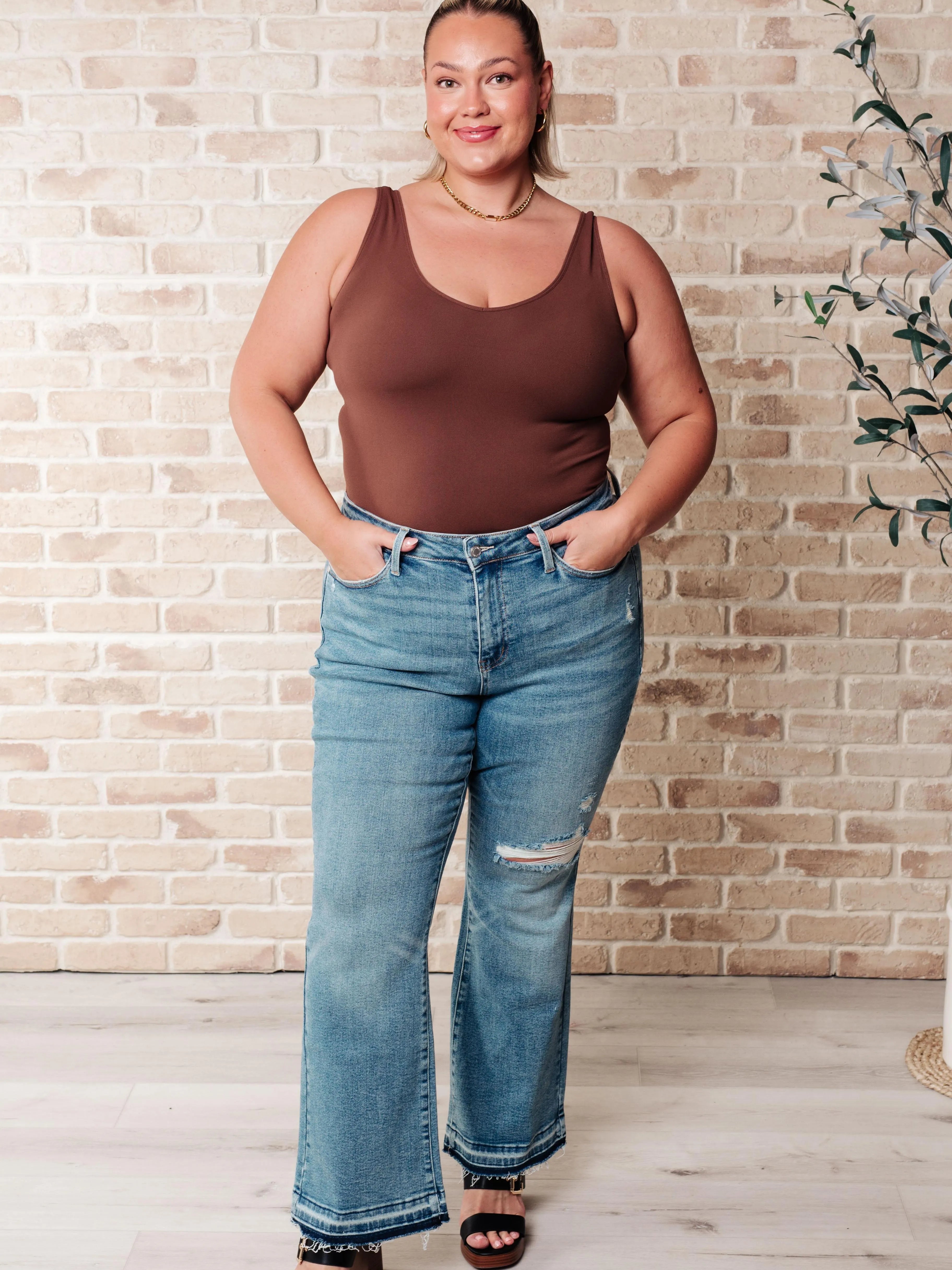 Judy Blue Raw and Reckless Ditressed Bootcut Mid Rise Jeans-Women's Jeans-Shop Z & Joxa