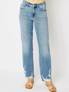 Judy Blue Rebel Heart Destroyed Highrise Straight Jeans-Women's Jeans-Shop Z & Joxa