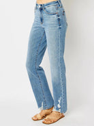 Judy Blue Rebel Heart Destroyed Highrise Straight Jeans-Women's Jeans-Shop Z & Joxa