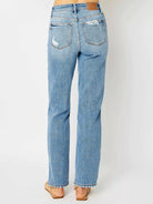 Judy Blue Rebel Heart Destroyed Highrise Straight Jeans-Women's Jeans-Shop Z & Joxa