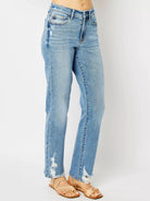 Judy Blue Rebel Heart Destroyed Highrise Straight Jeans-Women's Jeans-Shop Z & Joxa