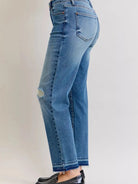 Judy Blue Rebel Heart Mid Rise Boyfriend Release Hem Jeans-Women's Jeans-Shop Z & Joxa