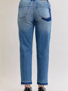 Judy Blue Rebel Heart Mid Rise Boyfriend Release Hem Jeans-Women's Jeans-Shop Z & Joxa