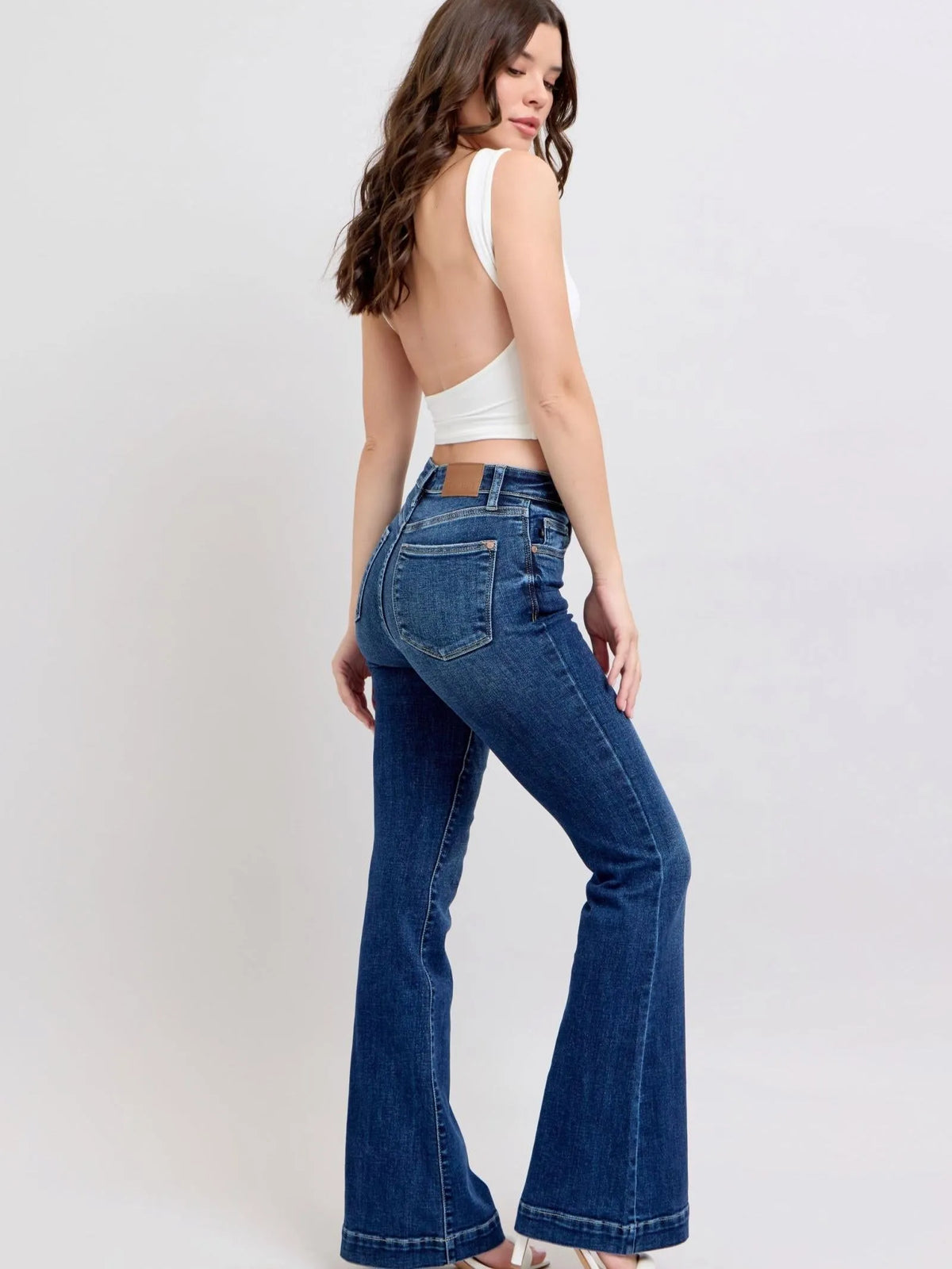 Judy Blue Retro Chic High-Rise Flare Jeans in Dark Wash-Denim-Shop Z & Joxa
