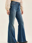 Judy Blue Retro Revival Double Button Tummy Control Flare Jeans-Women's Jeans-Shop Z & Joxa