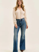 Judy Blue Retro Revival Double Button Tummy Control Flare Jeans-Women's Jeans-Shop Z & Joxa