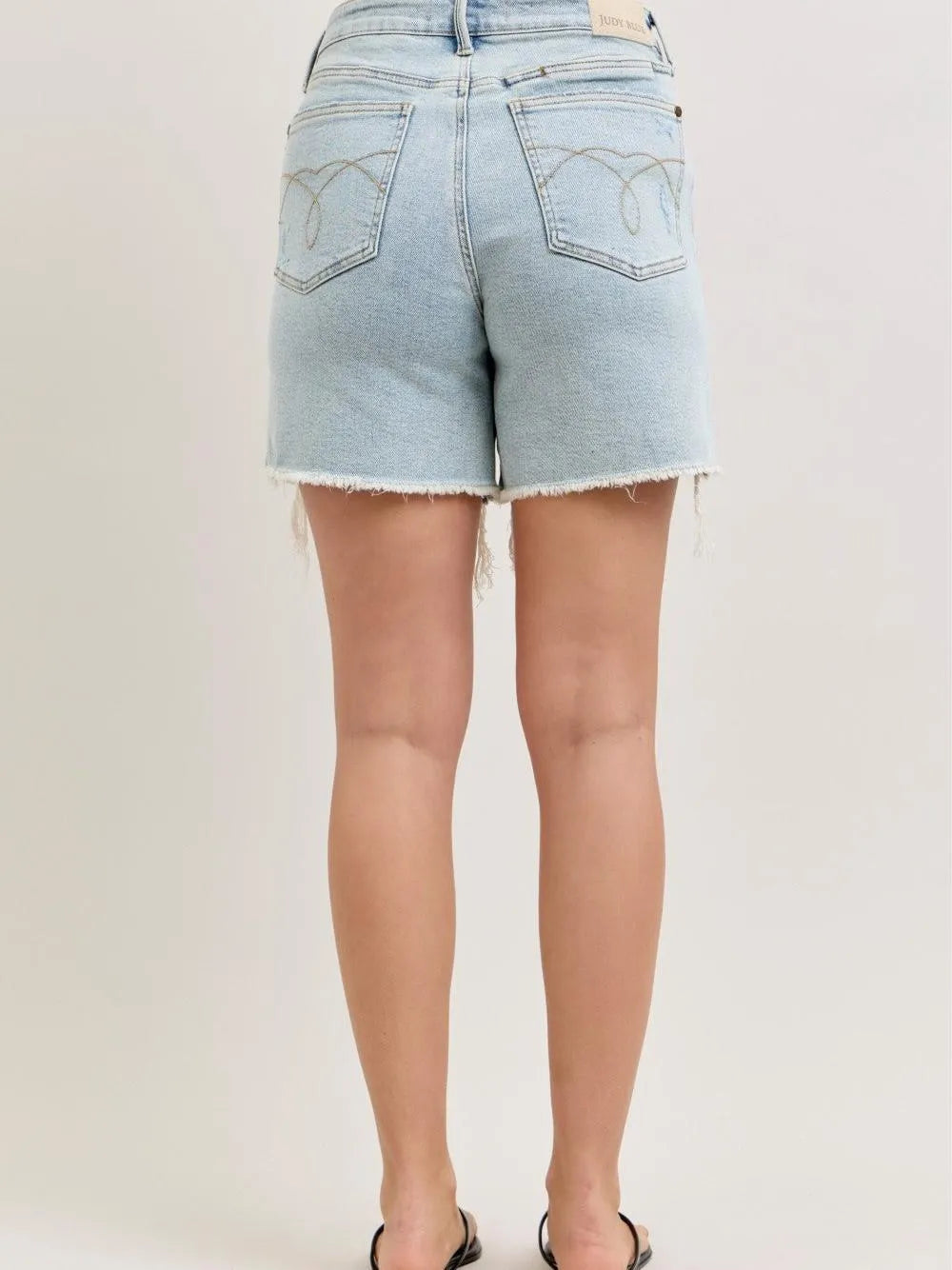 Judy Blue Rustic Vogue Denim Dad Shorts with Cell Pockets-Women's Shorts-Shop Z & Joxa