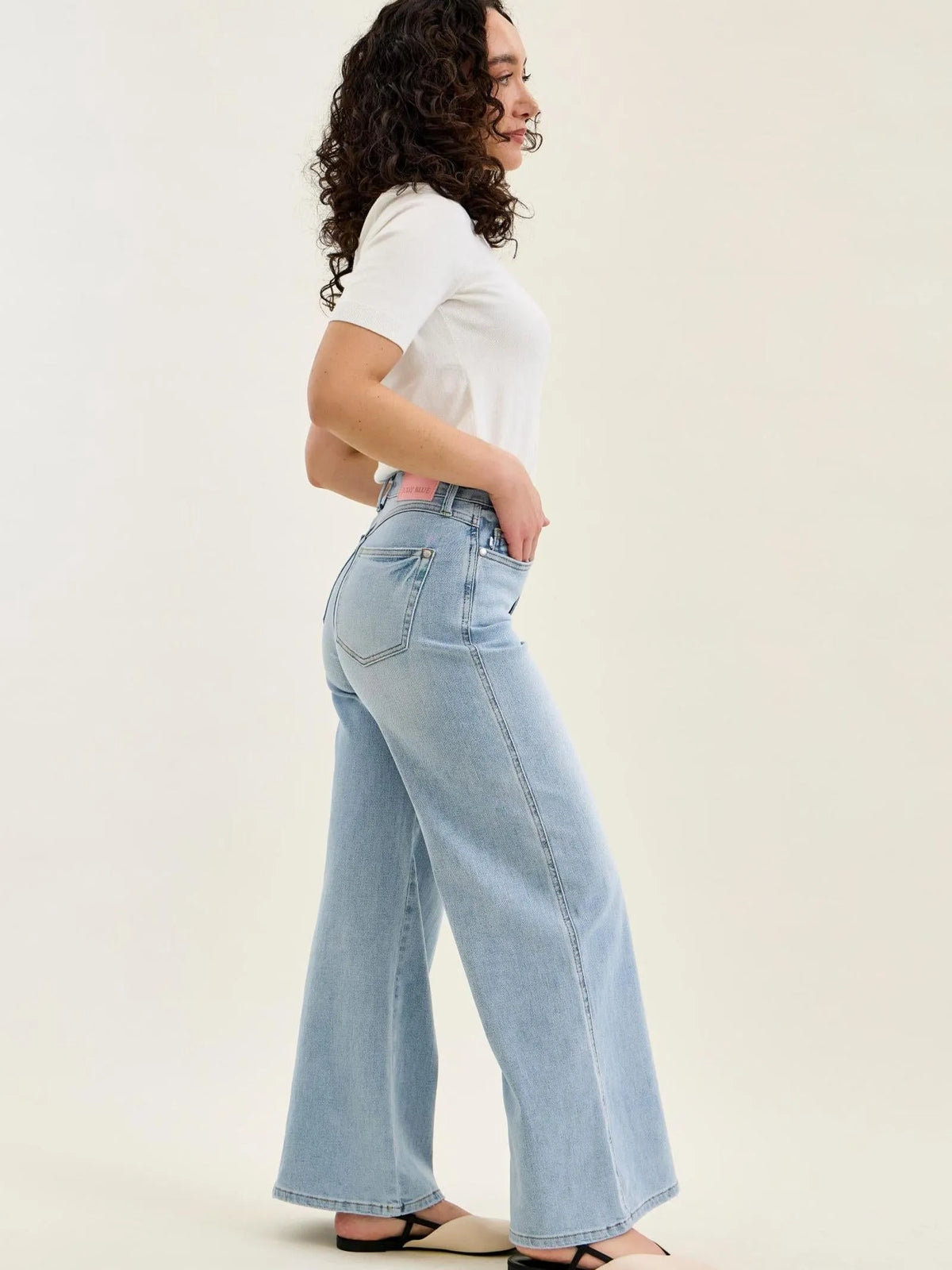 Judy Blue Short and Sweet Highrise Tummy Control Wide Leg Retro Jeans-Women's Jeans-Shop Z & Joxa