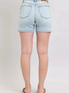 Judy Blue Starlight Double Button Light Wash Denim Shorts-Women's Shorts-Shop Z & Joxa
