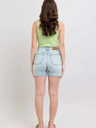 Judy Blue Starlight Double Button Light Wash Denim Shorts-Women's Shorts-Shop Z & Joxa
