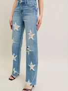 Judy Blue Starry Stone High Rise Star Shaped Destroyed Jeans-Women's Jeans-Shop Z & Joxa
