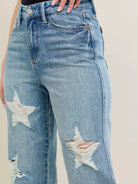 Judy Blue Starry Stone High Rise Star Shaped Destroyed Jeans-Women's Jeans-Shop Z & Joxa