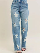 Judy Blue Starry Stone High Rise Star Shaped Destroyed Jeans-Women's Jeans-Shop Z & Joxa