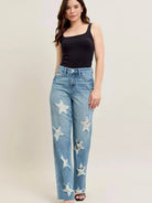 Judy Blue Starry Stone High Rise Star Shaped Destroyed Jeans-Women's Jeans-Shop Z & Joxa