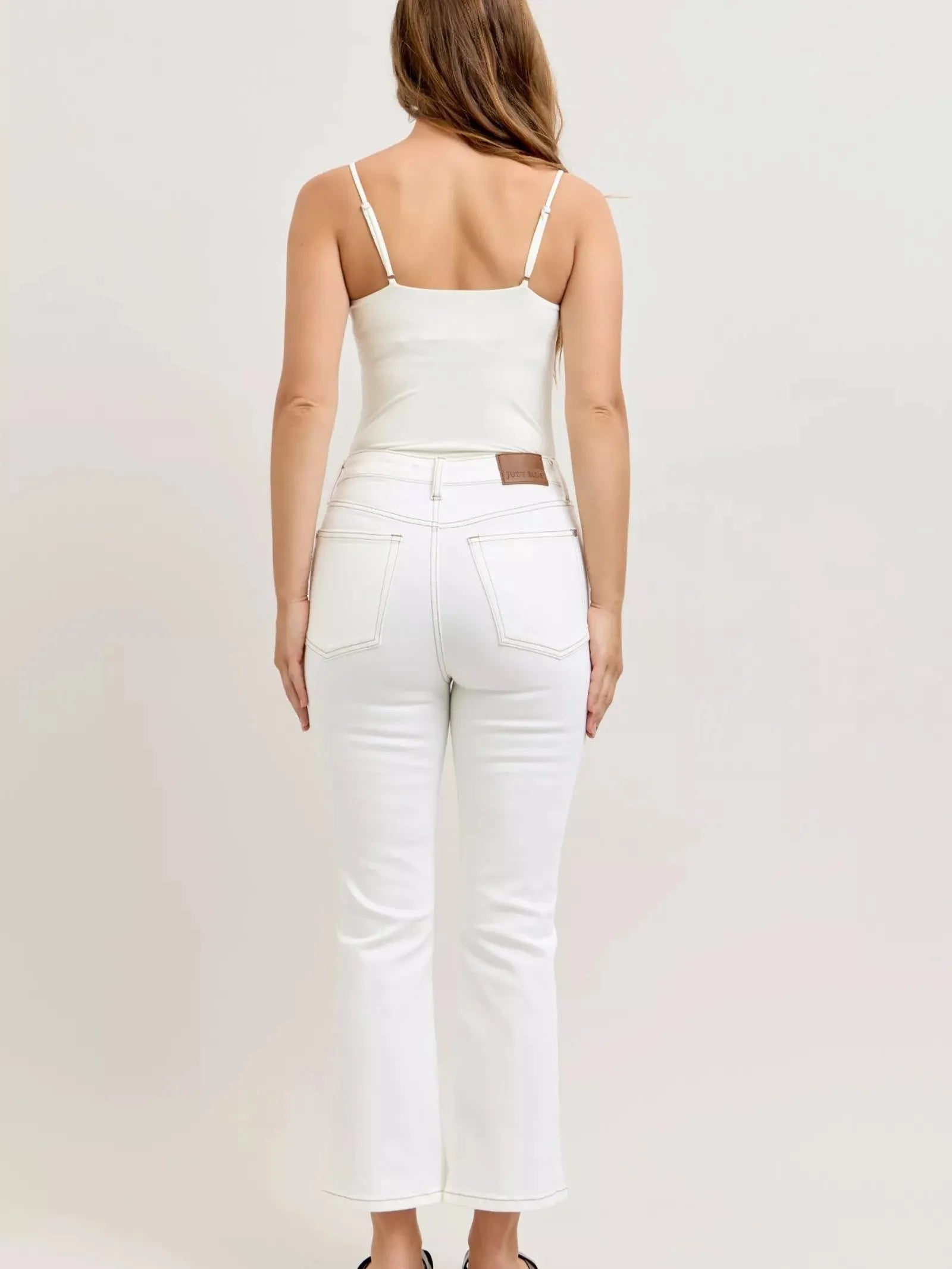 Judy Blue Stitch & Switch Contrast Stitching Crop Flare Jeans-Women's Jeans-Shop Z & Joxa