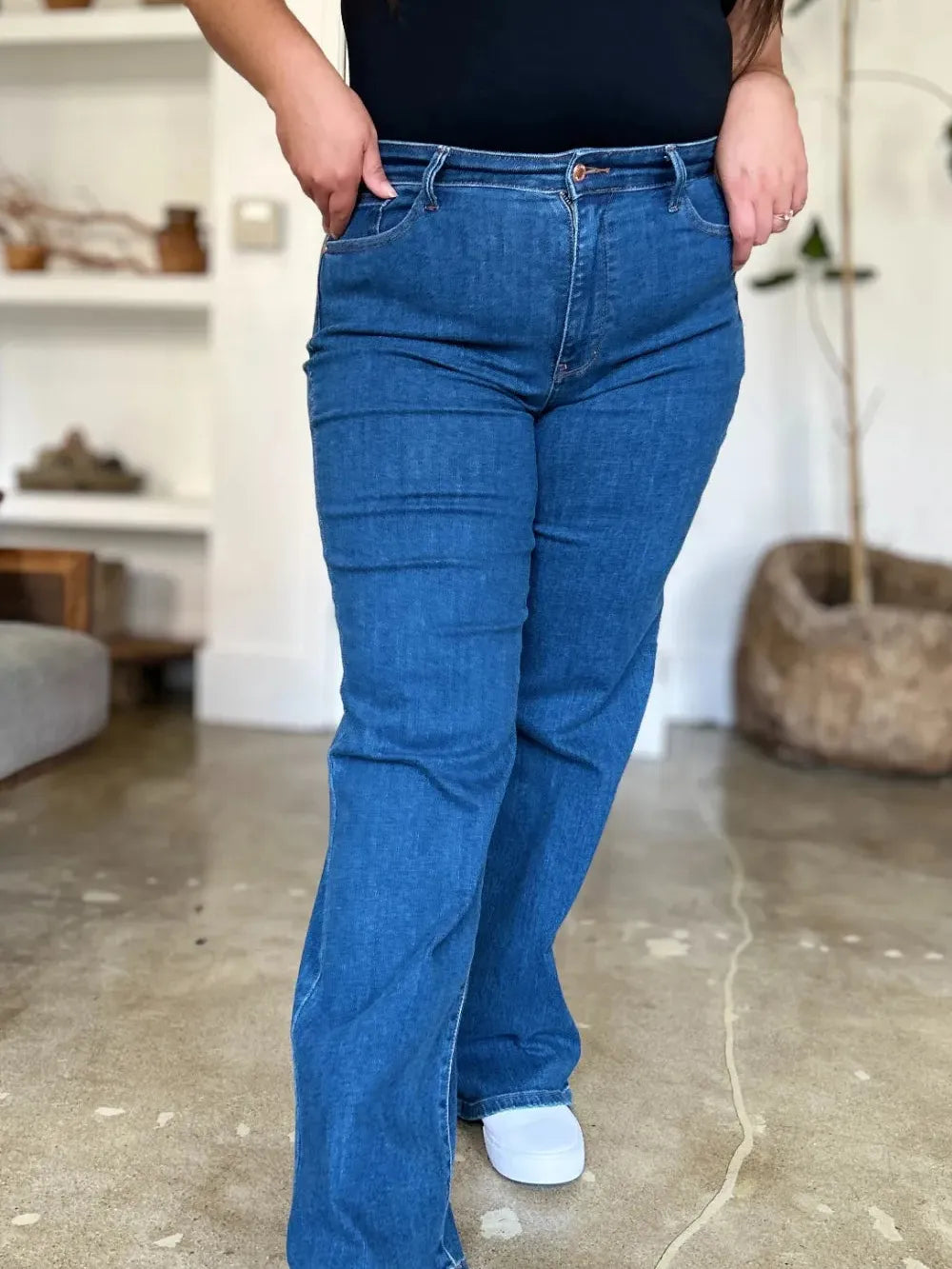 Judy Blue Stone Chic High Rise Straight Cut Jeans-Women's Jeans-Shop Z & Joxa