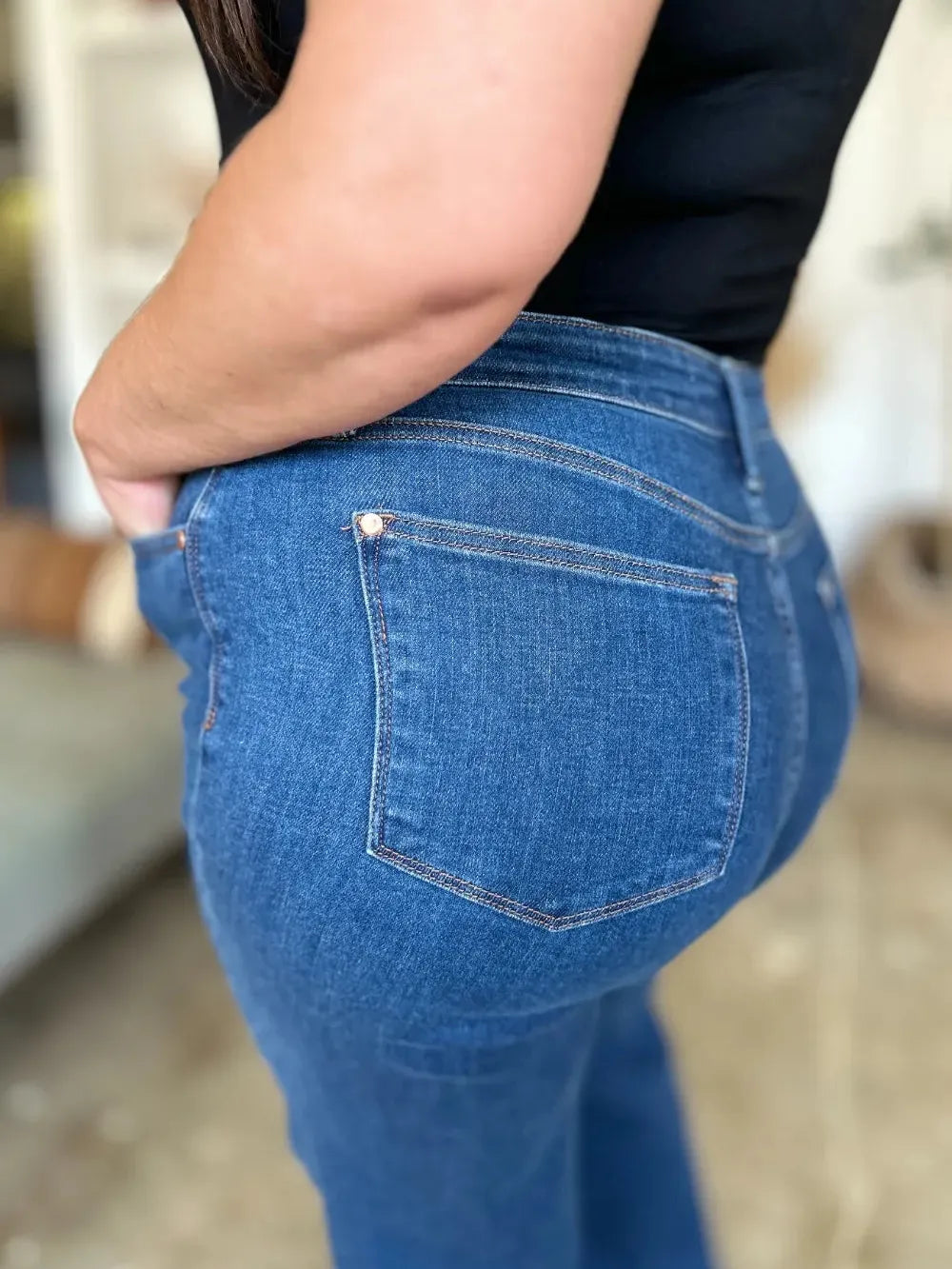 Judy Blue Stone Chic High Rise Straight Cut Jeans-Women's Jeans-Shop Z & Joxa