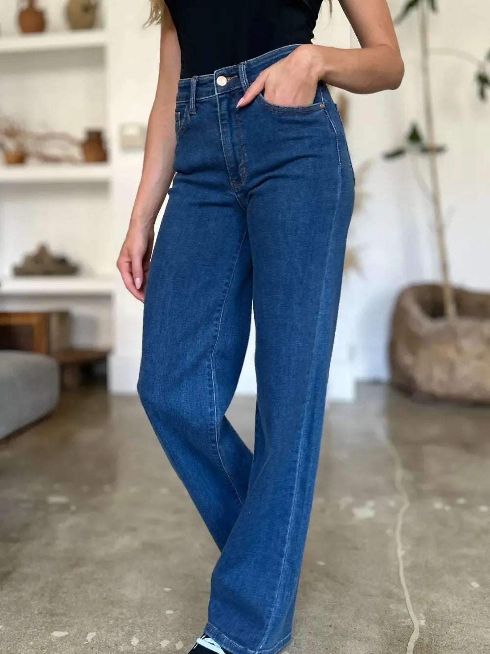 Judy Blue Stone Chic High Rise Straight Cut Jeans-Women's Jeans-Shop Z & Joxa