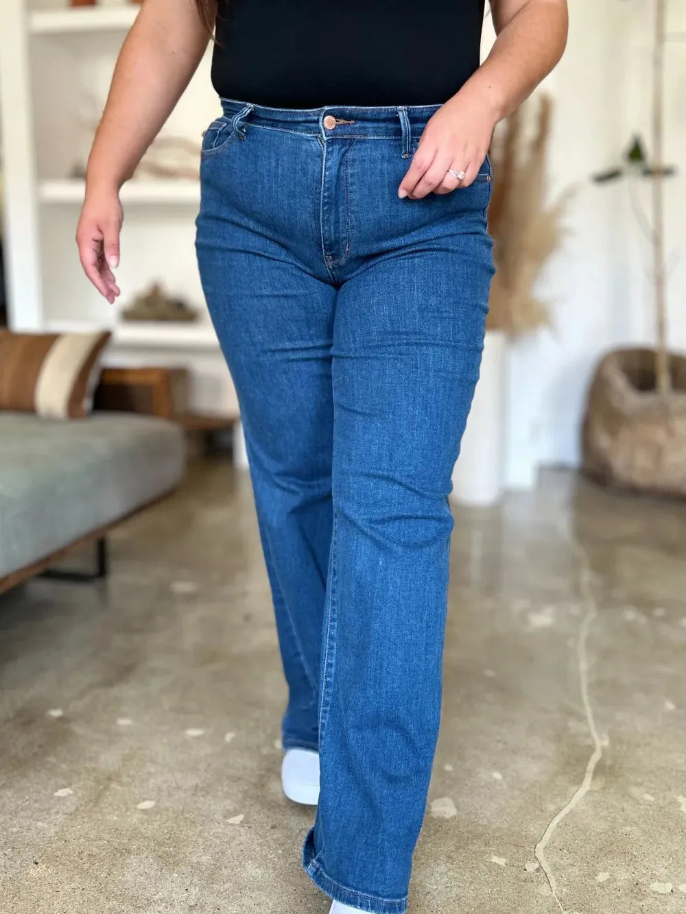 Judy Blue Stone Chic High Rise Straight Cut Jeans-Women's Jeans-Shop Z & Joxa