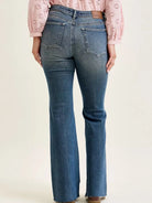 Judy Blue Stone Flare Revival Midrise Jeans with Flap Pockets-Women's Jeans-Shop Z & Joxa