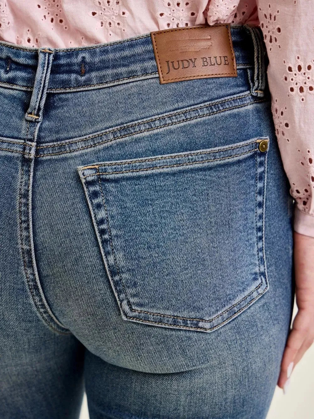 Judy Blue Stone Flare Revival Midrise Jeans with Flap Pockets-Women's Jeans-Shop Z & Joxa