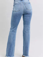 Judy Blue Stoneway Raw Hem High Rise Bootcut Jeans-Women's Jeans-Shop Z & Joxa