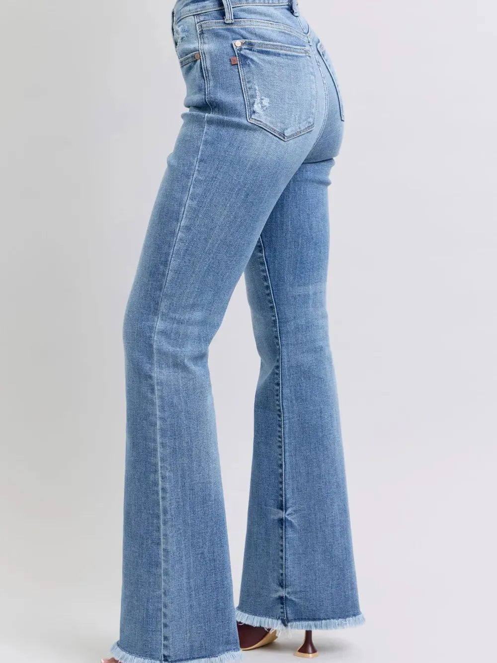 Judy Blue Stoneway Raw Hem High Rise Bootcut Jeans-Women's Jeans-Shop Z & Joxa