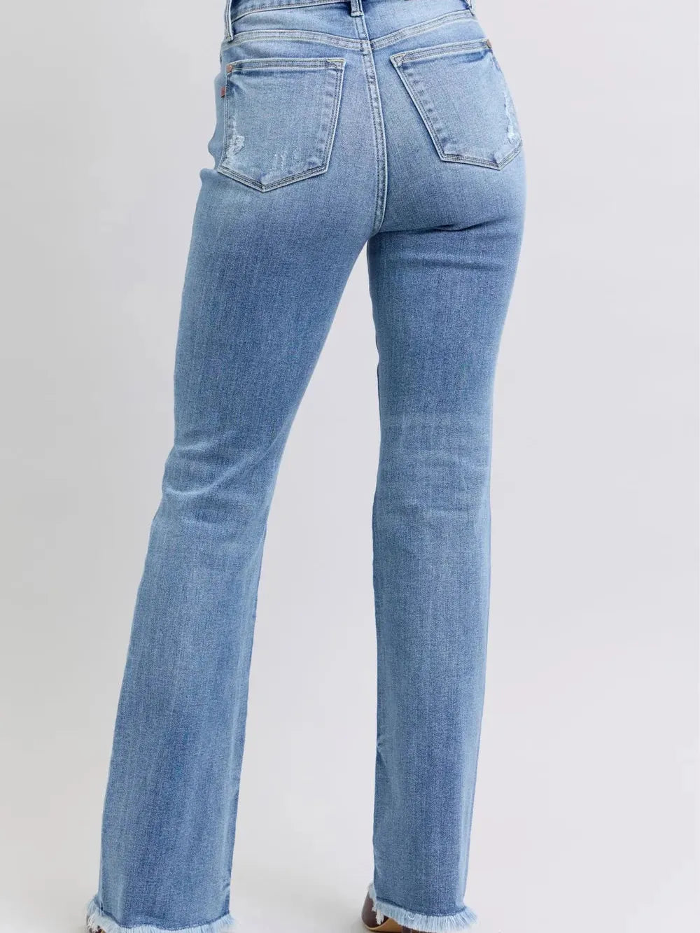 Judy Blue Stoneway Raw Hem High Rise Bootcut Jeans-Women's Jeans-Shop Z & Joxa