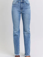 Judy Blue Stoneway Raw Hem High Rise Bootcut Jeans-Women's Jeans-Shop Z & Joxa