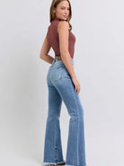 Judy Blue Stoneway Raw Hem High Rise Bootcut Jeans-Women's Jeans-Shop Z & Joxa