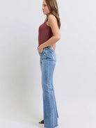 Judy Blue Stoneway Raw Hem High Rise Bootcut Jeans-Women's Jeans-Shop Z & Joxa