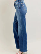 Judy Blue Throwback Cool High Waist Straight Leg Jeans in Dark Stone-Women's Jeans-Shop Z & Joxa