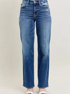 Judy Blue Throwback Cool High Waist Straight Leg Jeans in Dark Stone-Women's Jeans-Shop Z & Joxa