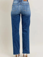 Judy Blue Throwback Cool High Waist Straight Leg Jeans in Dark Stone-Women's Jeans-Shop Z & Joxa