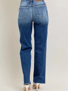 Judy Blue Throwback Cool High Waist Straight Leg Jeans in Dark Stone-Women's Jeans-Shop Z & Joxa