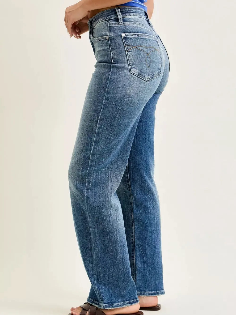Judy Blue Throwback Mid Rise Retro Straight Cut Jeans-Women's Jeans-Shop Z & Joxa