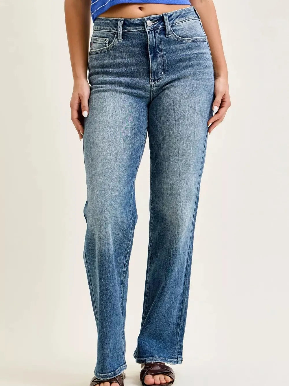 Judy Blue Throwback Mid Rise Retro Straight Cut Jeans-Women's Jeans-Shop Z & Joxa