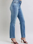Judy Blue Toasty Blues Vintage Wash Thermal Straight Jeans-Women's Jeans-Shop Z & Joxa