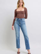 Judy Blue Toasty Blues Vintage Wash Thermal Straight Jeans-Women's Jeans-Shop Z & Joxa